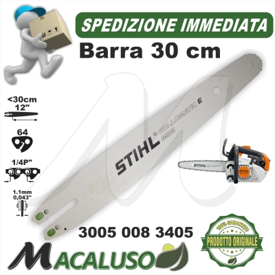 Barra Stihl 12" Cm.30 motosega MS150T MS151T passo 1/4 da mm.1,1 maglie 64 spranga pota 30050083405