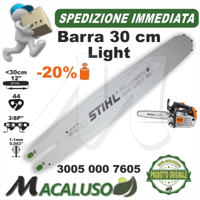 Barra Light Stihl 12 " Cm 30 motosega MS192T passo 3/8P da mm.1,1 maglie 44 30050007605 spranga