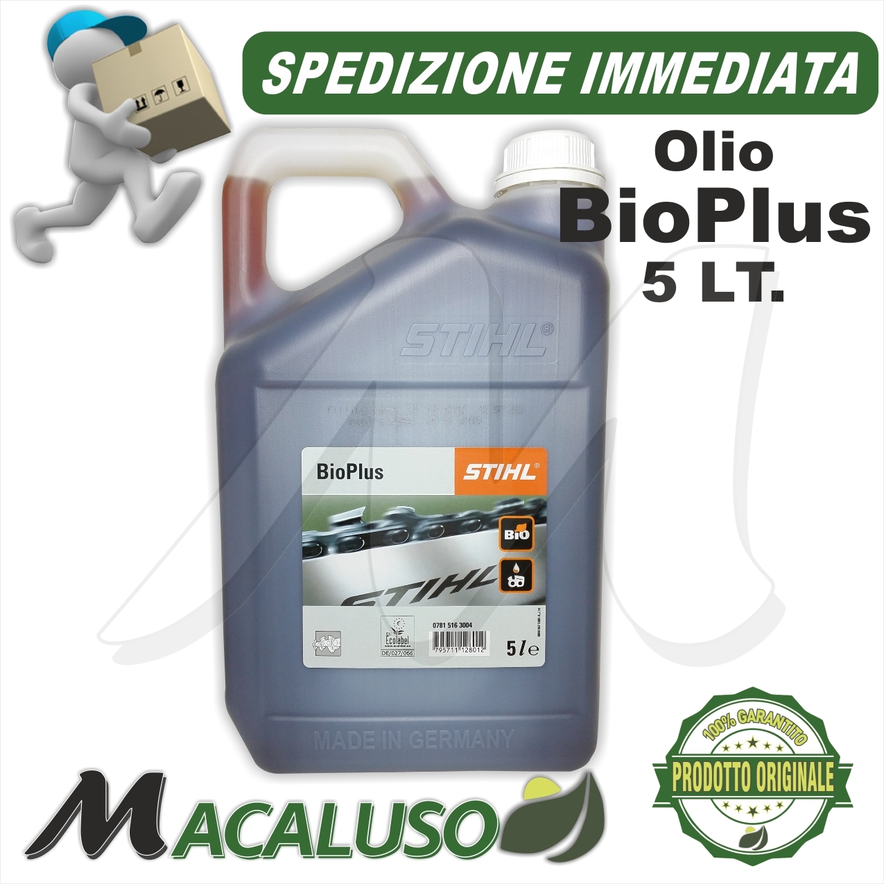 Olio catena Stihl BioPlus 5 litri ecologico 07815163004 motosega