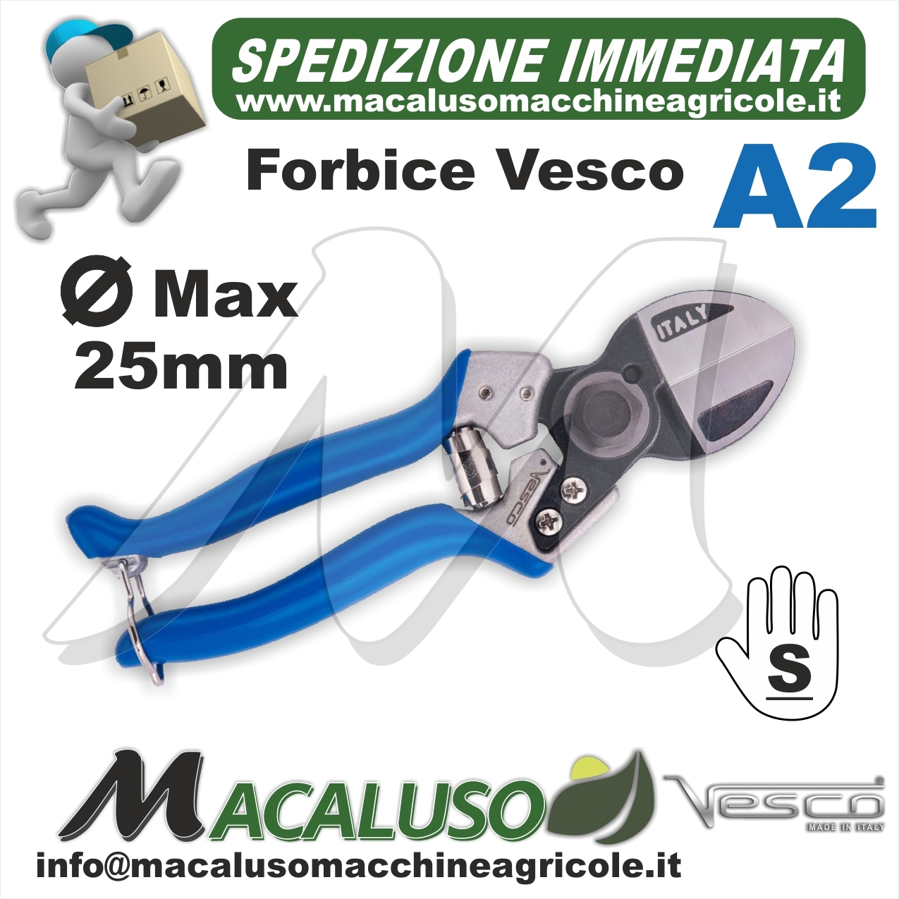 Forbici professionali forgiate - A2 - Forbice a doppio taglio (taglia S) -  Vesco Italy