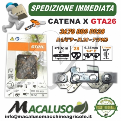 Catena Stihl GTA26 Passo 1/4 sp.1,1 maglie 28 Potatore GTA 26 36700000028