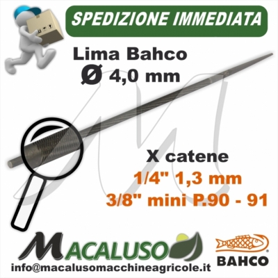 Lima o Tondino Bahco 5/32 mm. 4,0 affilatura catena motosega