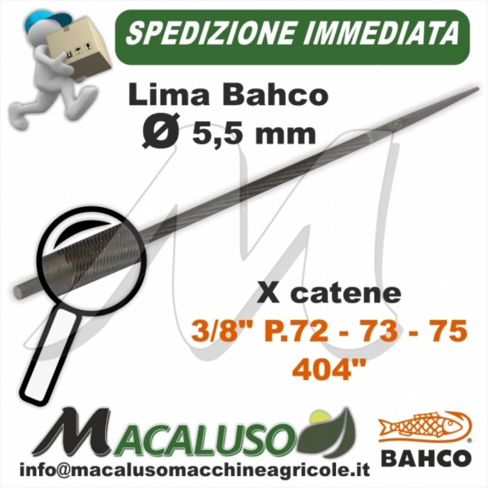 Lima o Tondino Bahco 7/32 mm. 5,5 affilatura catena motosega - Macaluso  Macchine Agricole