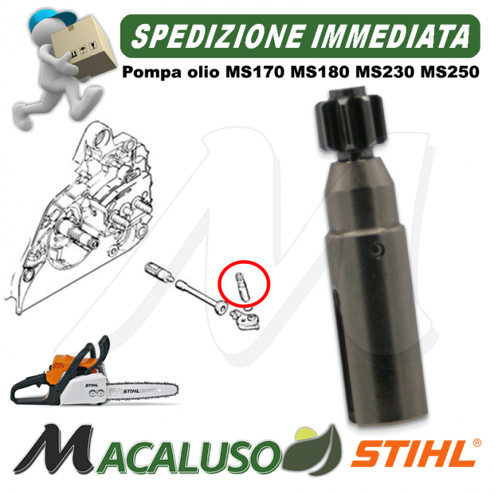 Pompa olio Motosega Stihl MS170 MS180 MS210 MS230 MS250 11236403201 -  Macaluso Macchine Agricole