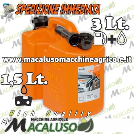 Tanica combinata 3 + 1,5 litri miscela e olio catena con tubo travaso Stihl  kombi benzina 00008810124 - Macaluso Macchine Agricole