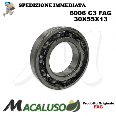 Cuscinetto a sfera 6006 C3 Fag diametro interno 30 mm esterno 55 mm spessore 13 mm radiale alti regimi