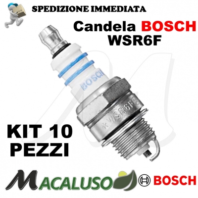 KIT 10 Candela BOSCH WSR6F R10 motosega decespugliatore soffiatore tagliasiepi